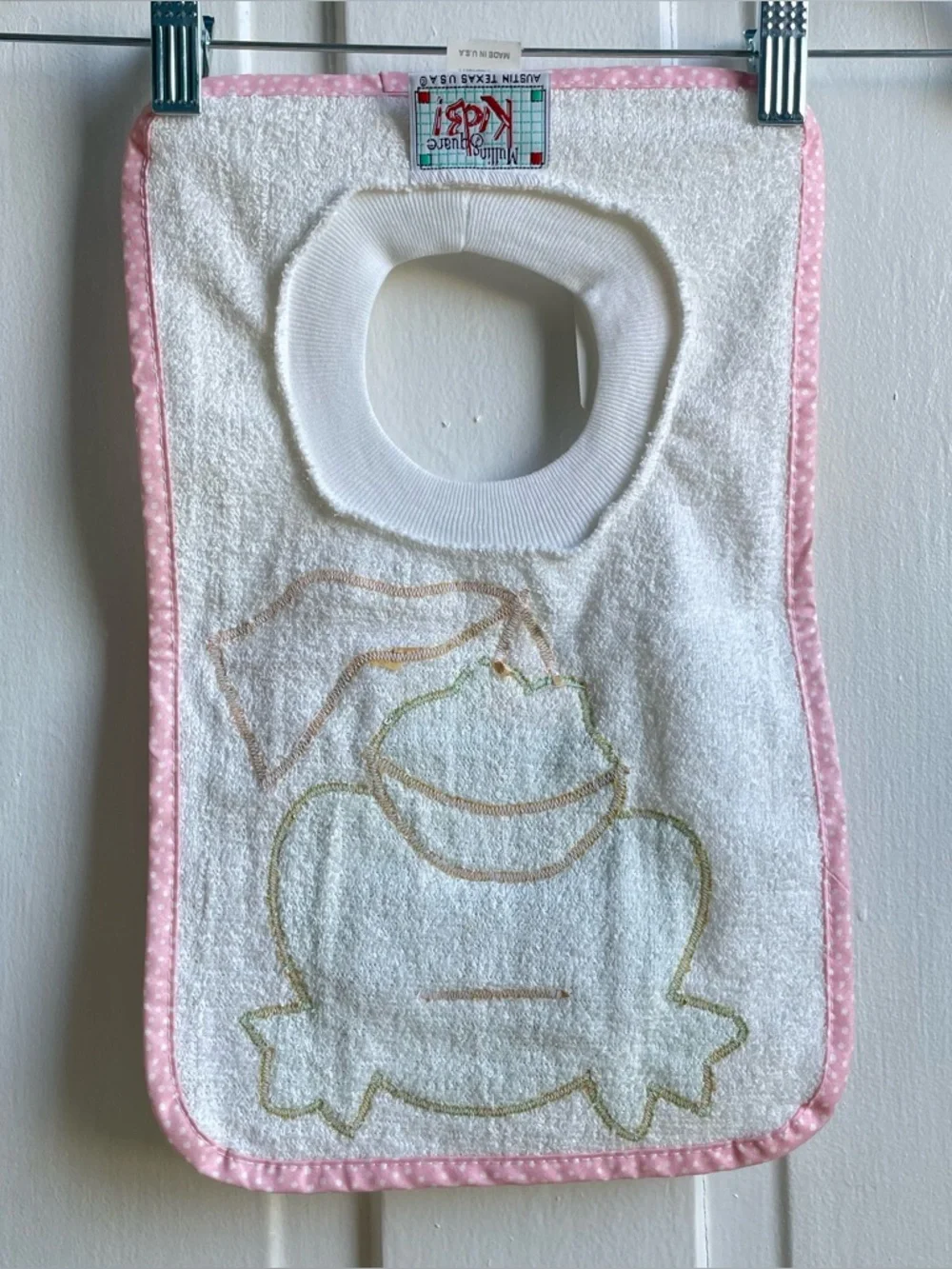 Vintage Mullin Square Kids Princess Frog Terrycloth Bib NWT